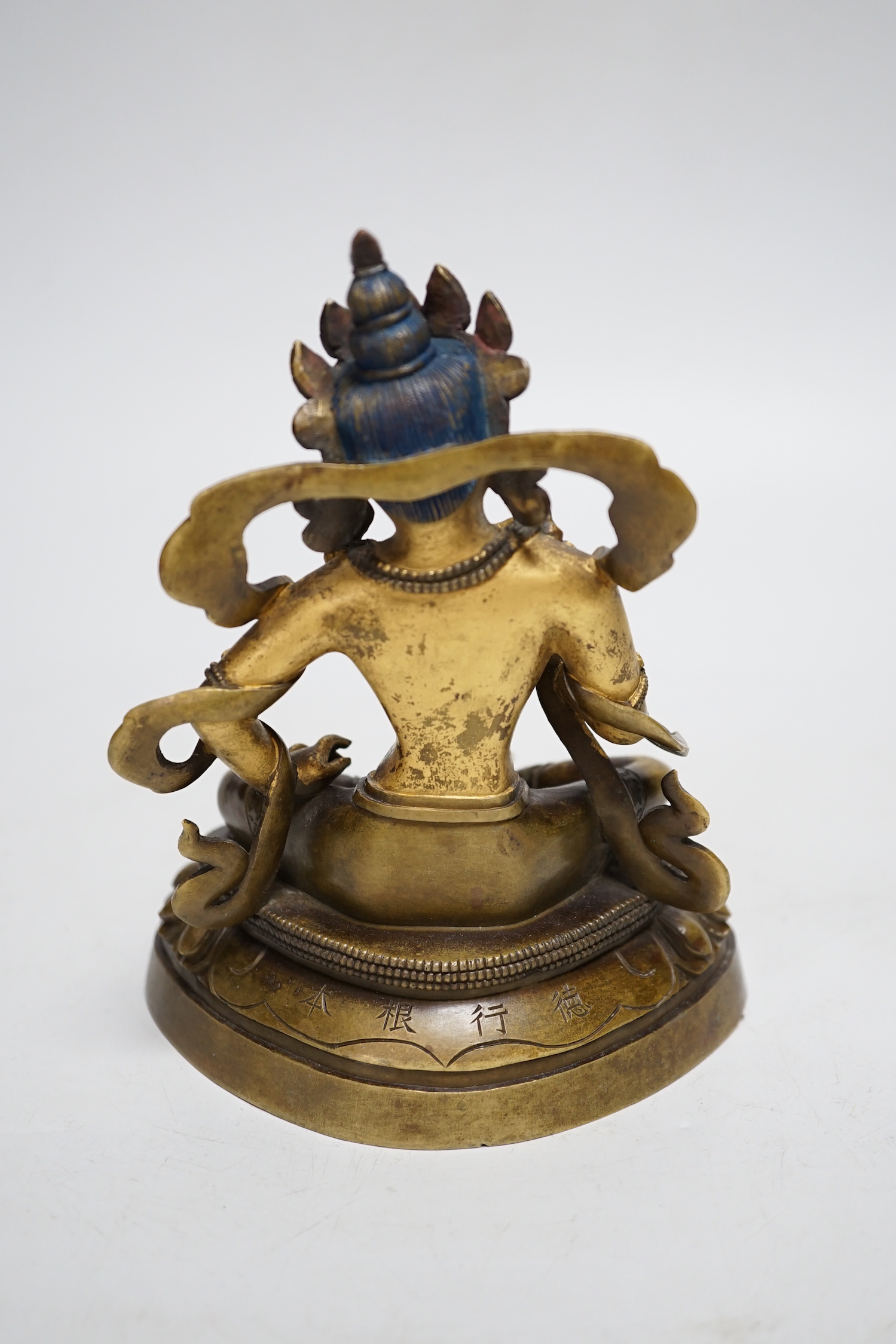 A Chinese gilt bronze figure of Green Tara, 16cm high